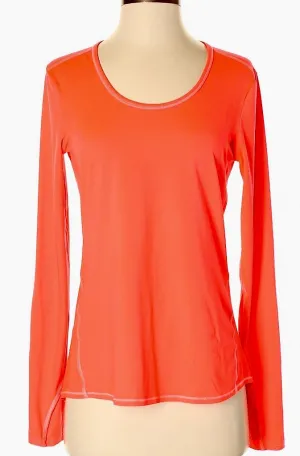 Athleta Bright Coral Long Sleeve Fitness Top Size M MSP$69