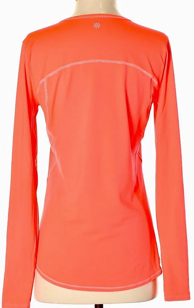 Athleta Bright Coral Long Sleeve Fitness Top Size M MSP$69