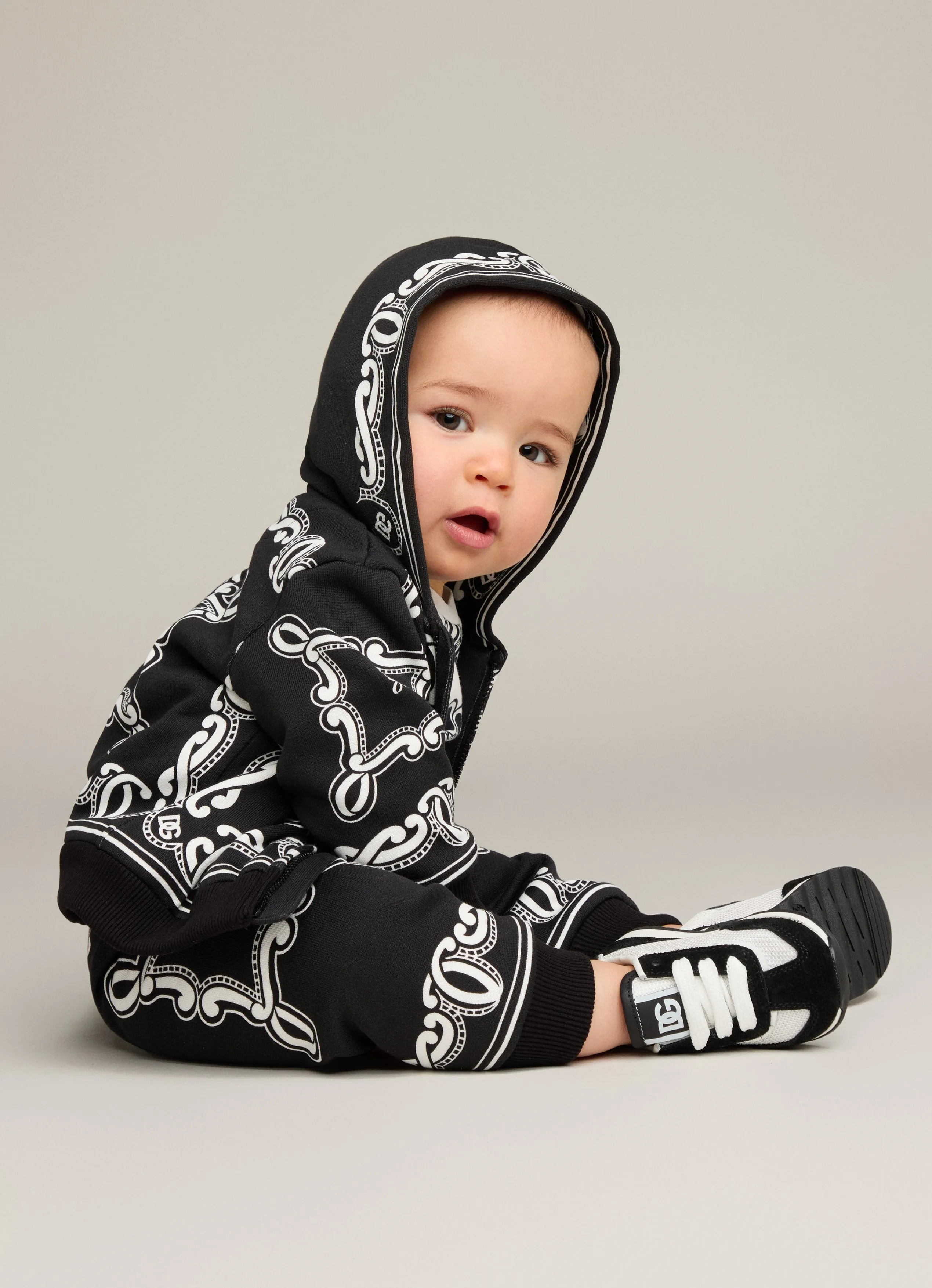Baby Boys Bandana Print Joggers in Black
