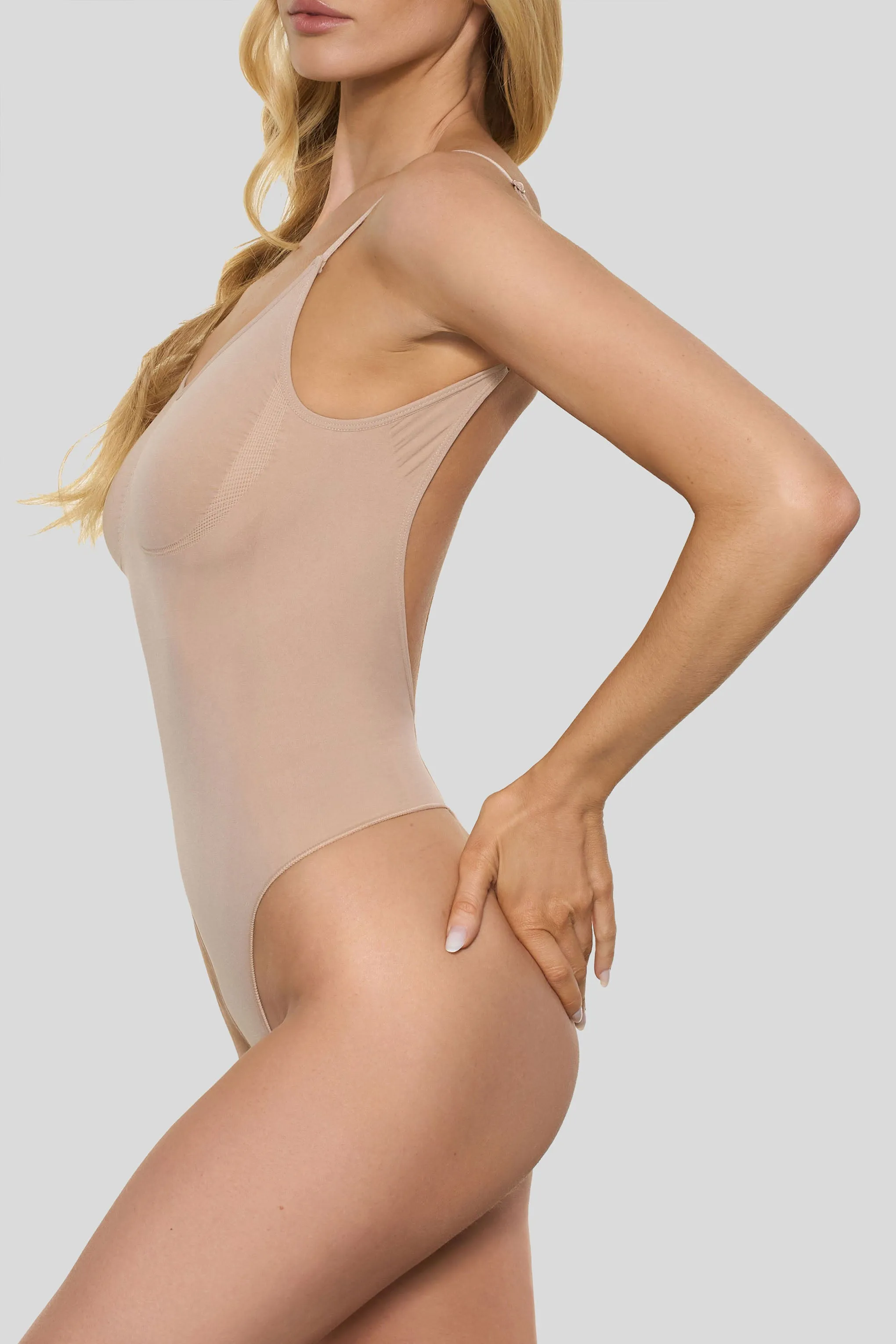BOOMBA | Beige Bodysuit Thong Shapewear Club L London