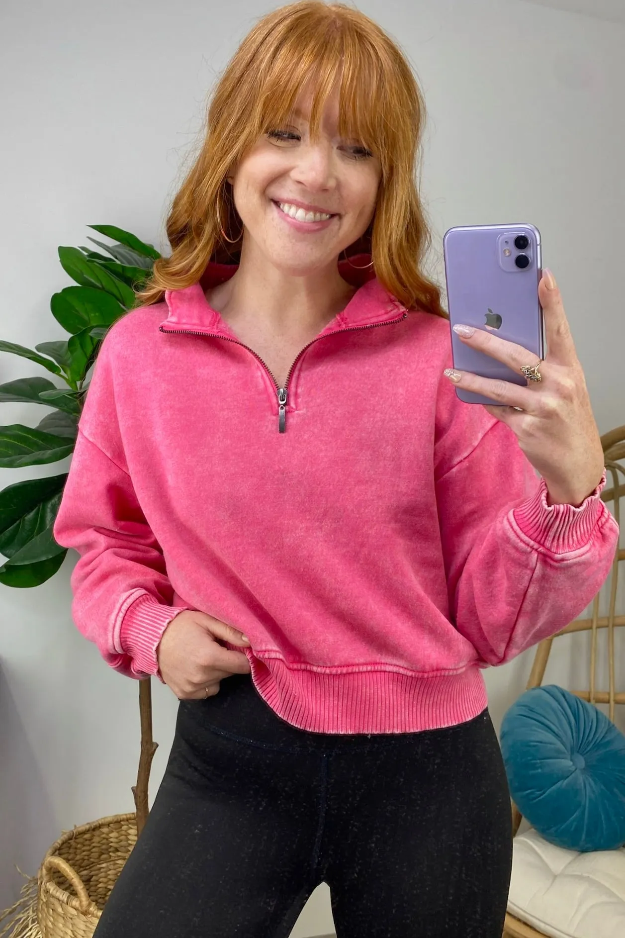 Celenia Acid Wash 1/4 Zip Pullover