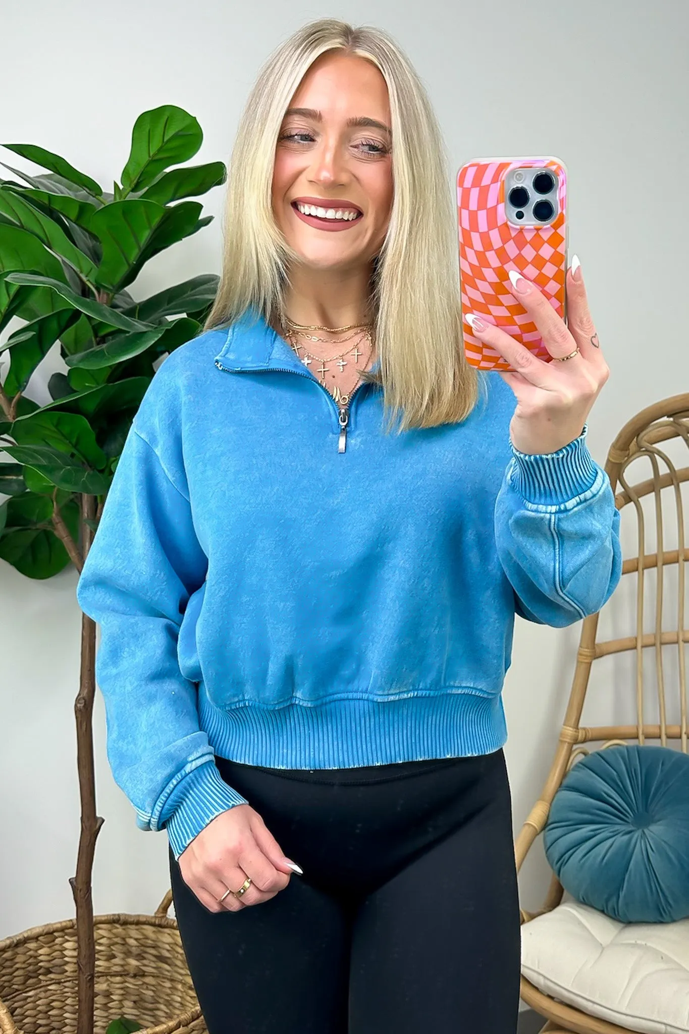 Celenia Acid Wash 1/4 Zip Pullover