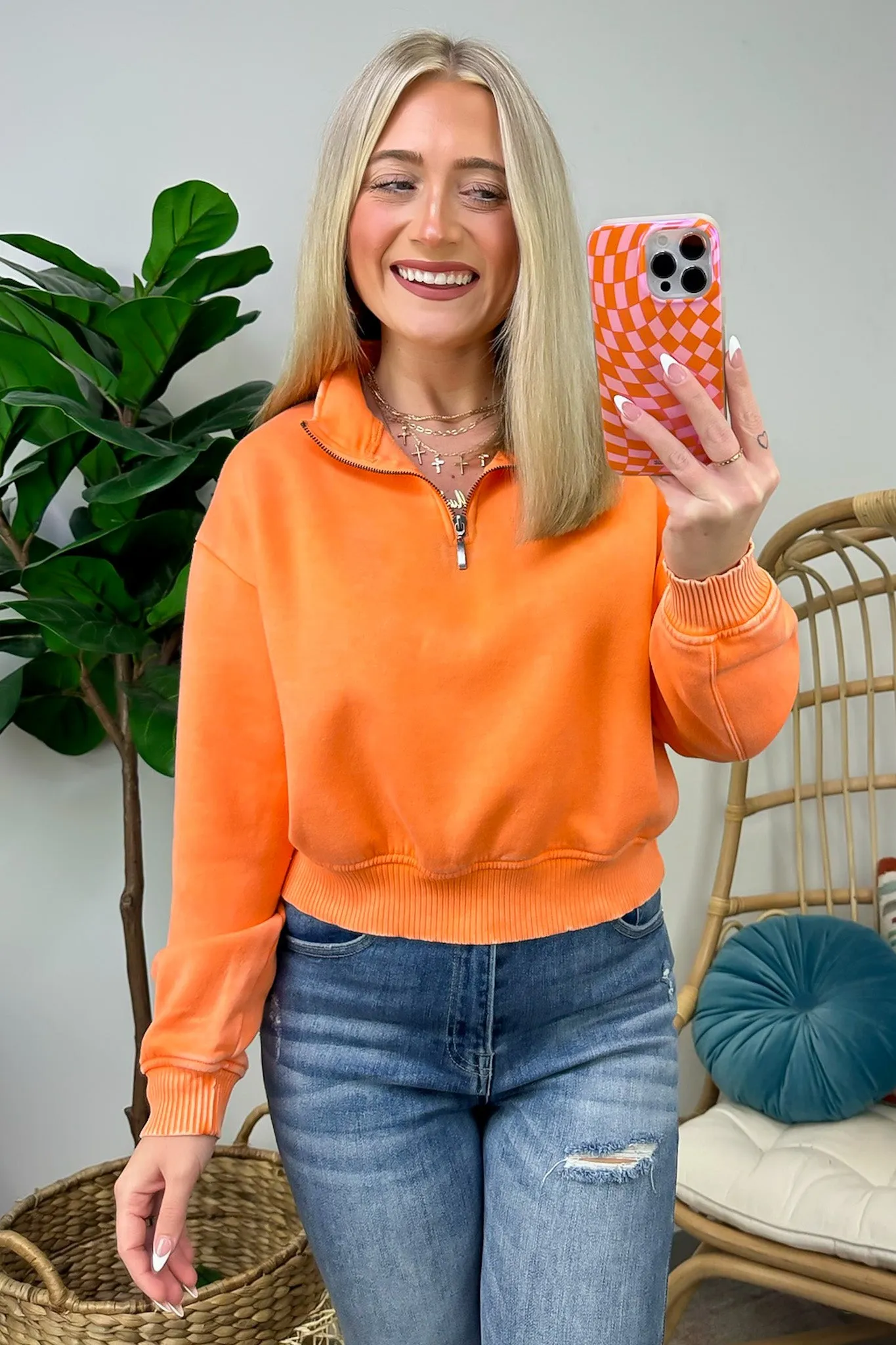 Celenia Acid Wash 1/4 Zip Pullover