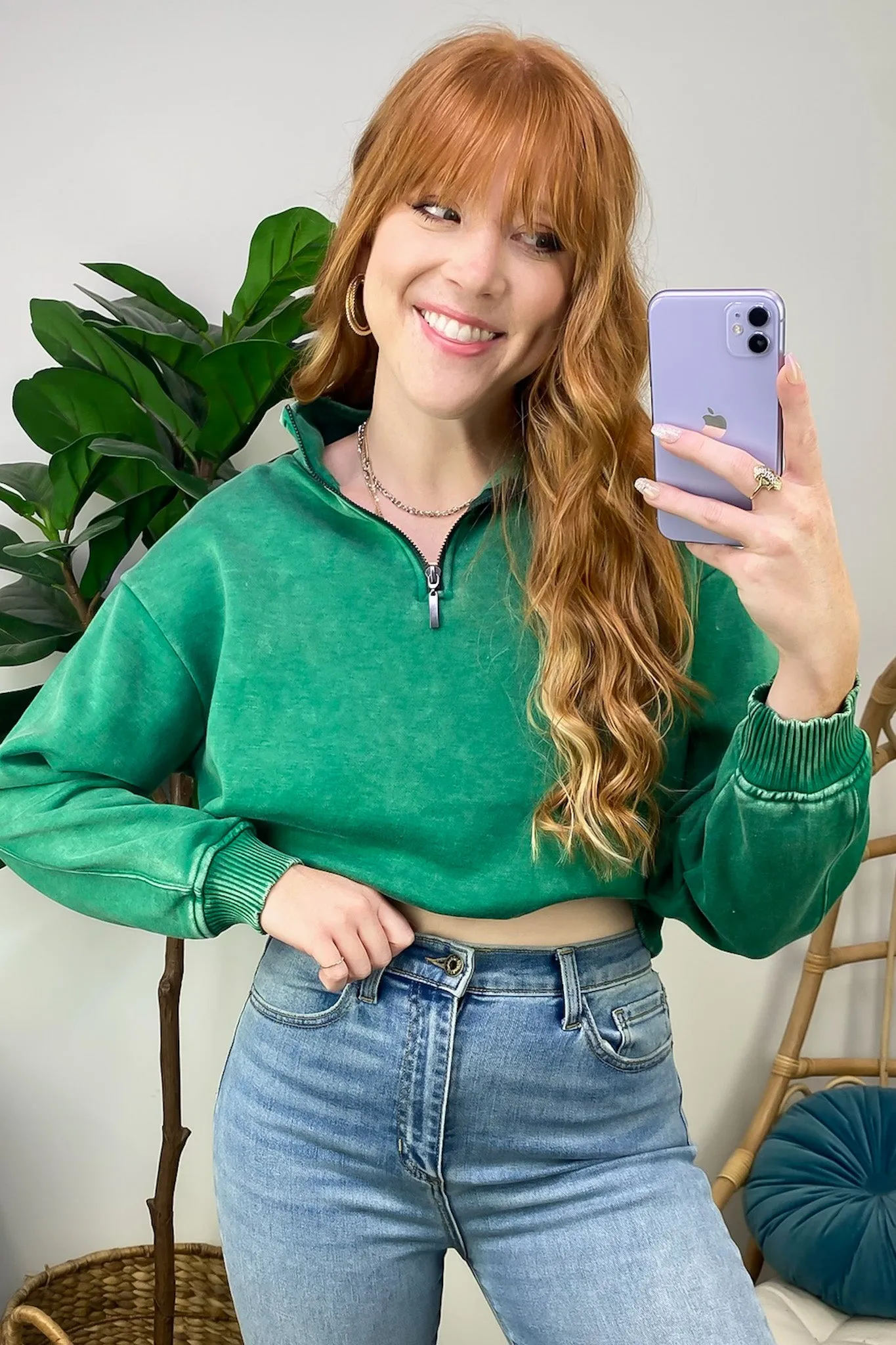 Celenia Acid Wash 1/4 Zip Pullover