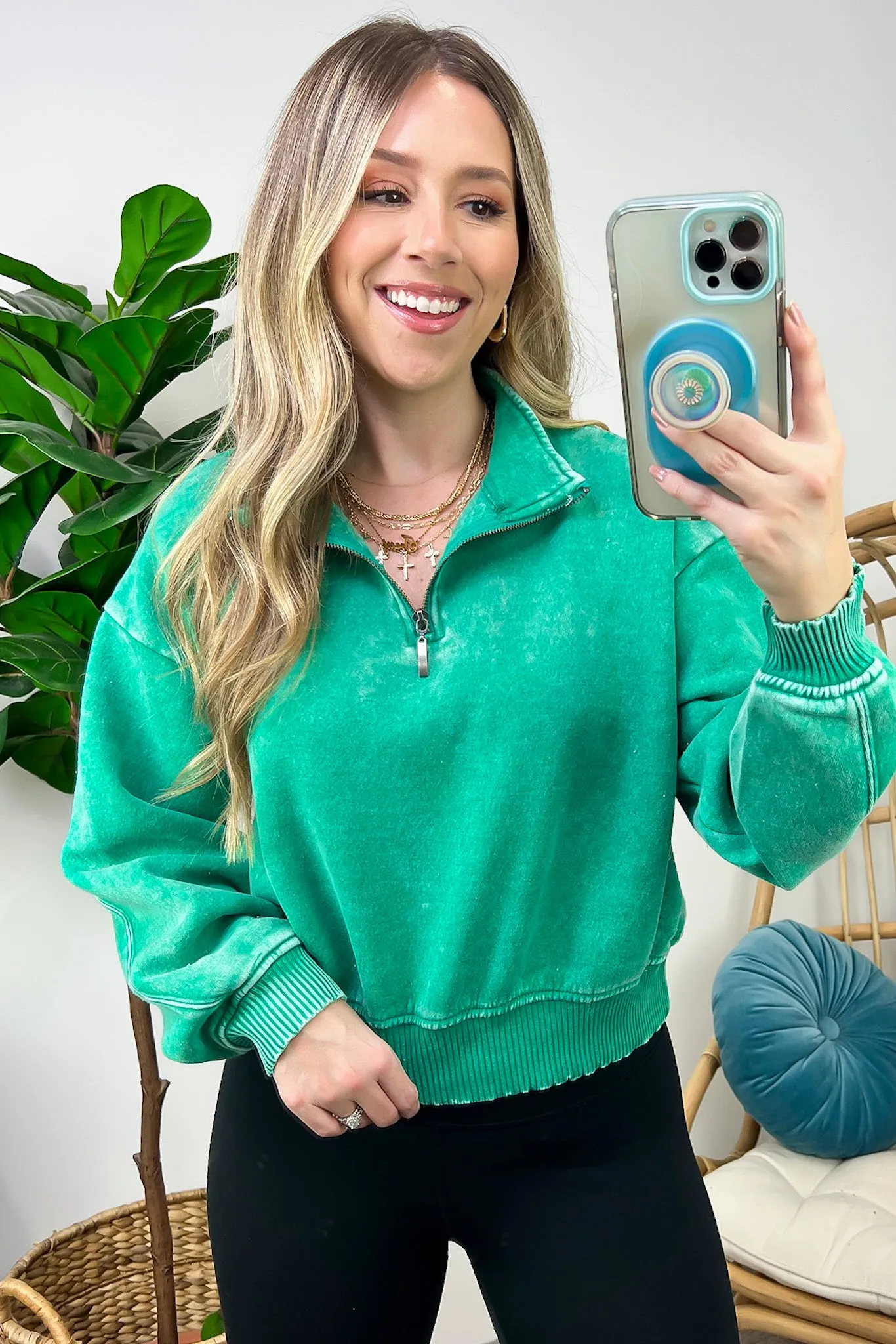Celenia Acid Wash 1/4 Zip Pullover