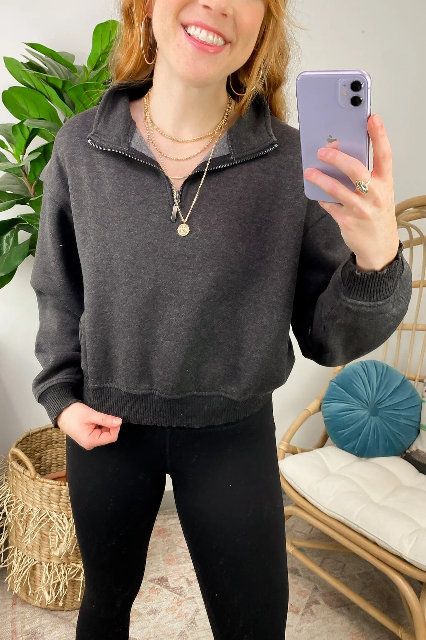 Celenia Acid Wash 1/4 Zip Pullover