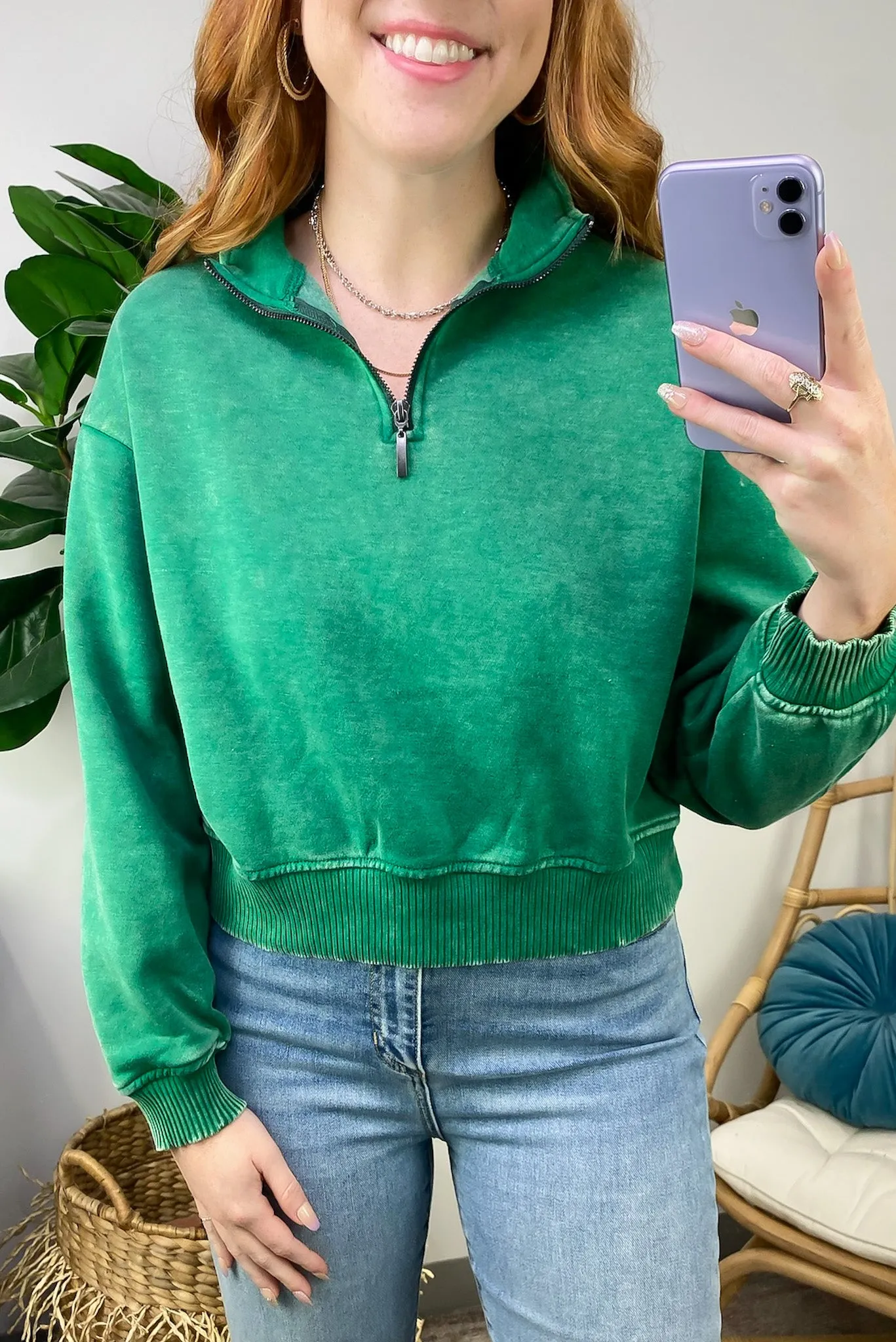 Celenia Acid Wash 1/4 Zip Pullover