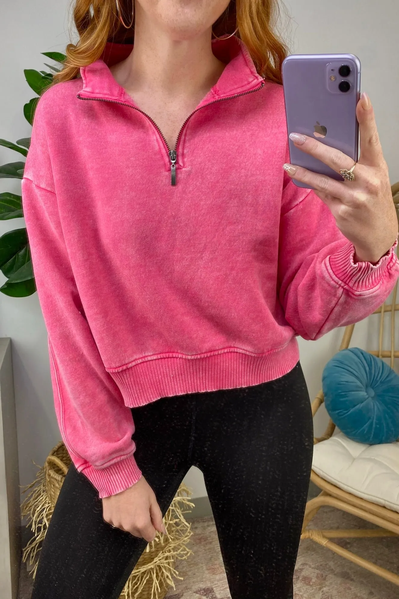 Celenia Acid Wash 1/4 Zip Pullover