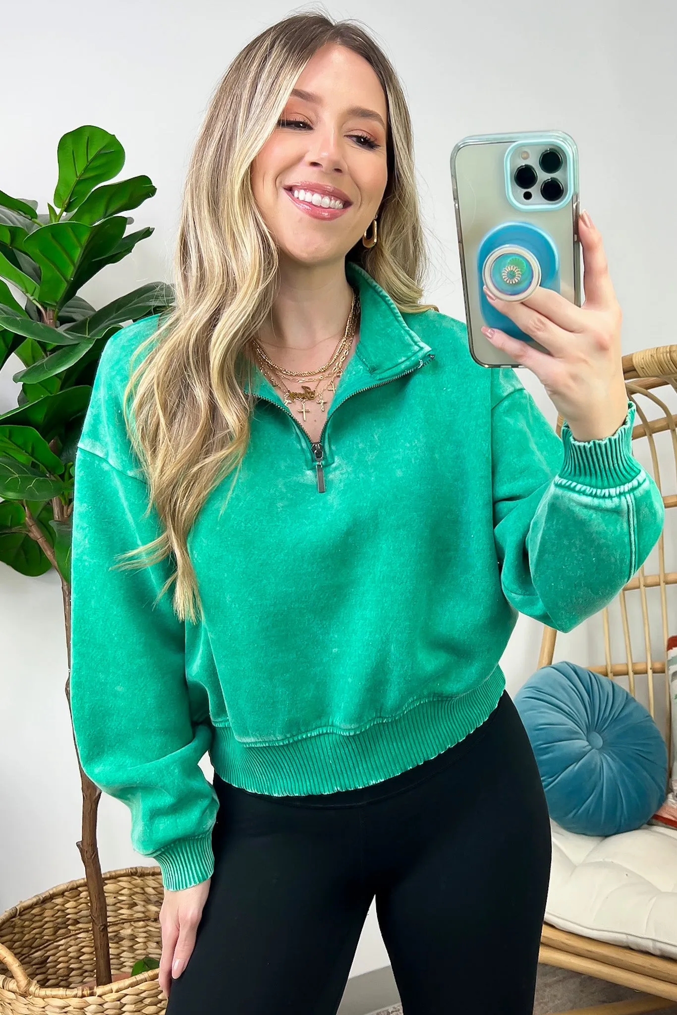 Celenia Acid Wash 1/4 Zip Pullover