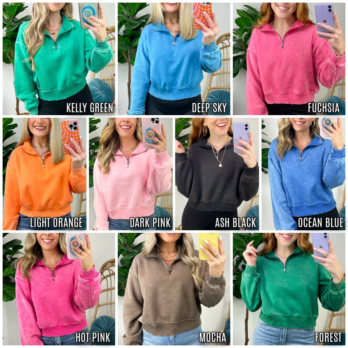 Celenia Acid Wash 1/4 Zip Pullover