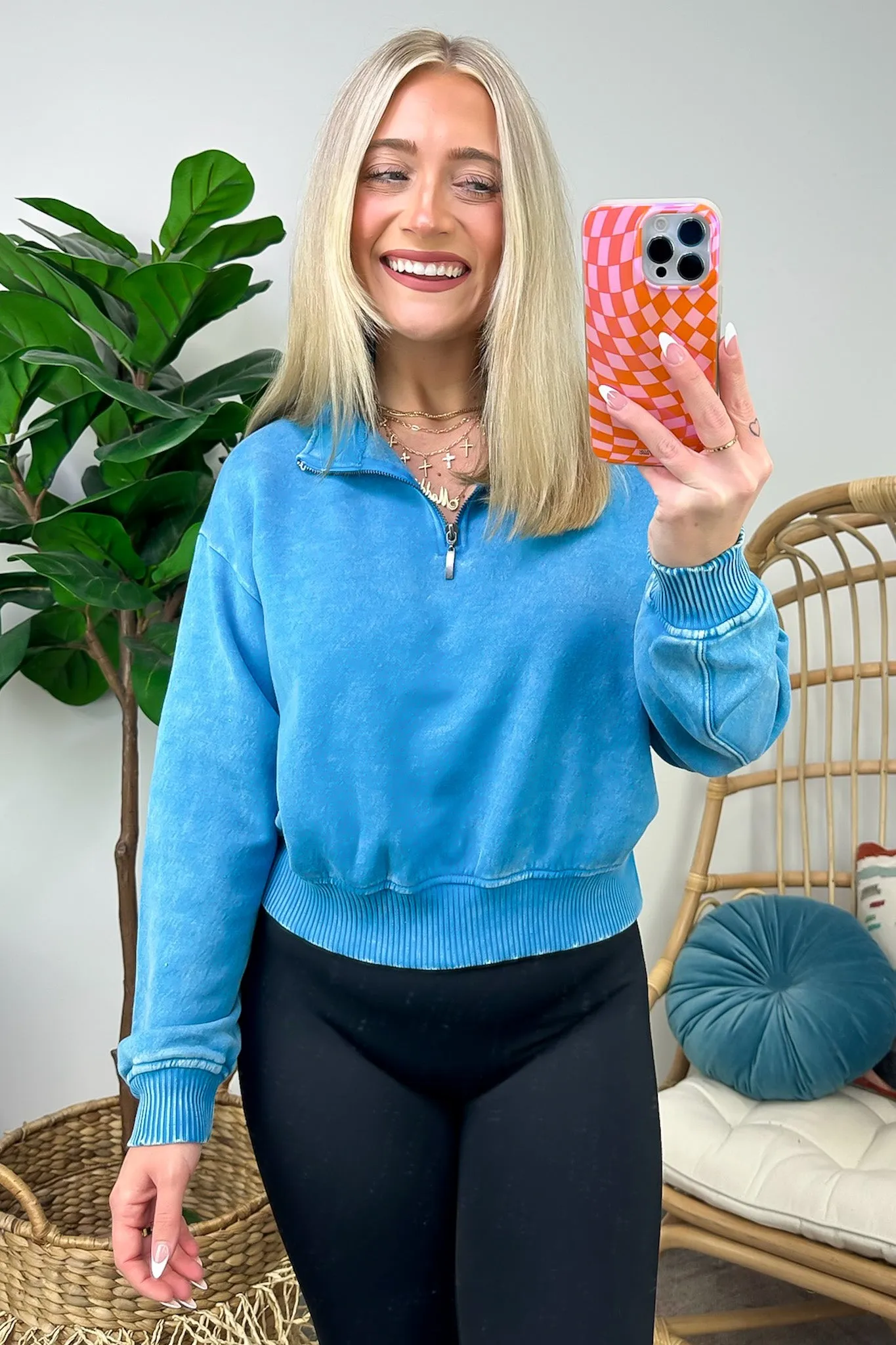 Celenia Acid Wash 1/4 Zip Pullover