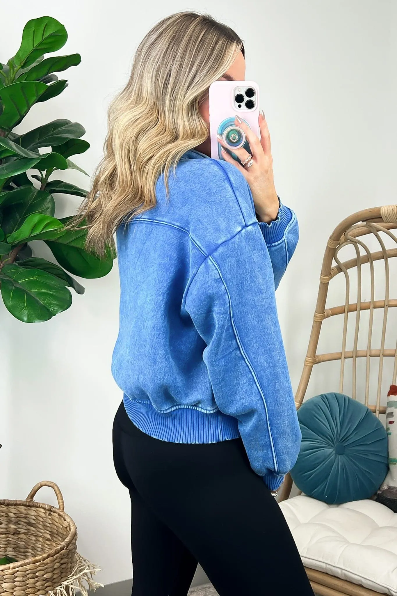 Celenia Acid Wash 1/4 Zip Pullover