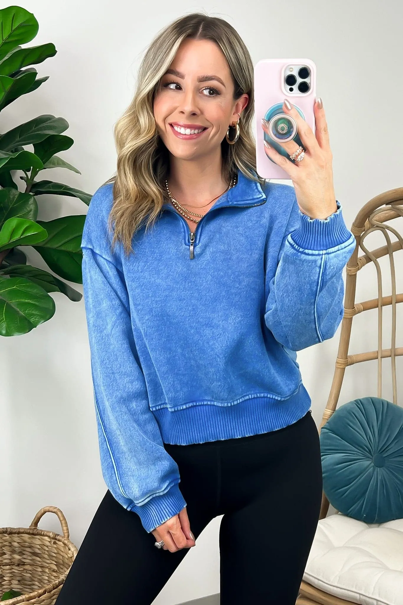 Celenia Acid Wash 1/4 Zip Pullover