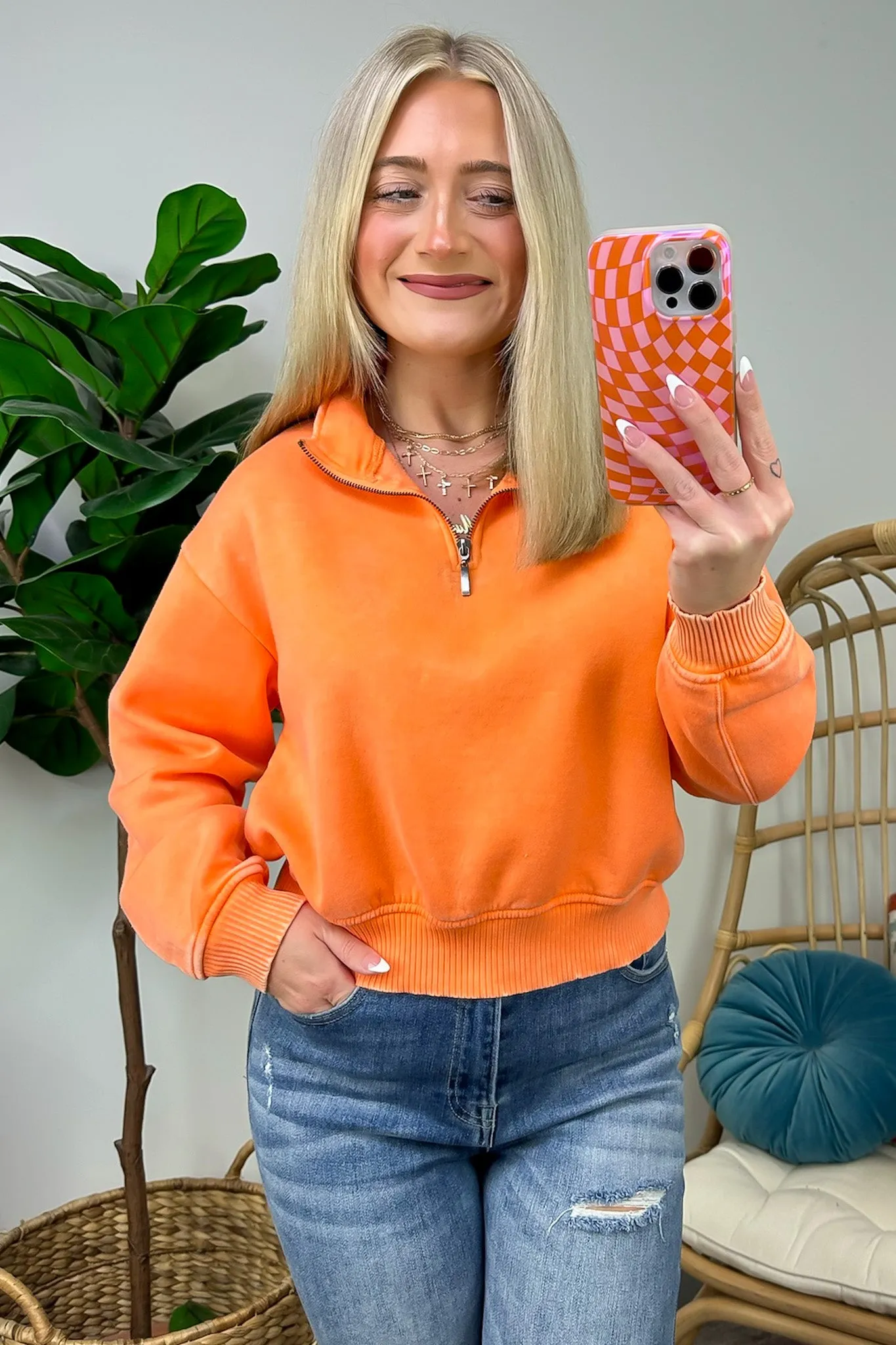 Celenia Acid Wash 1/4 Zip Pullover