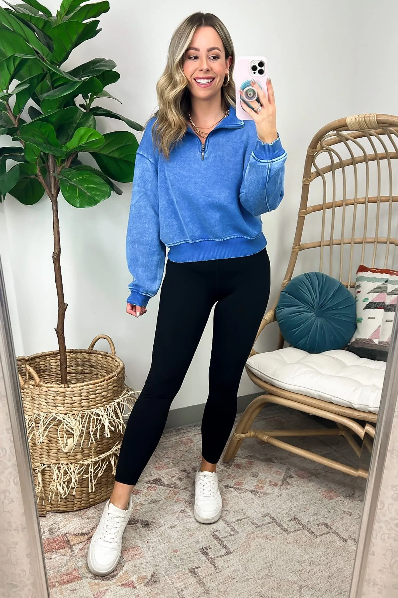 Celenia Acid Wash 1/4 Zip Pullover
