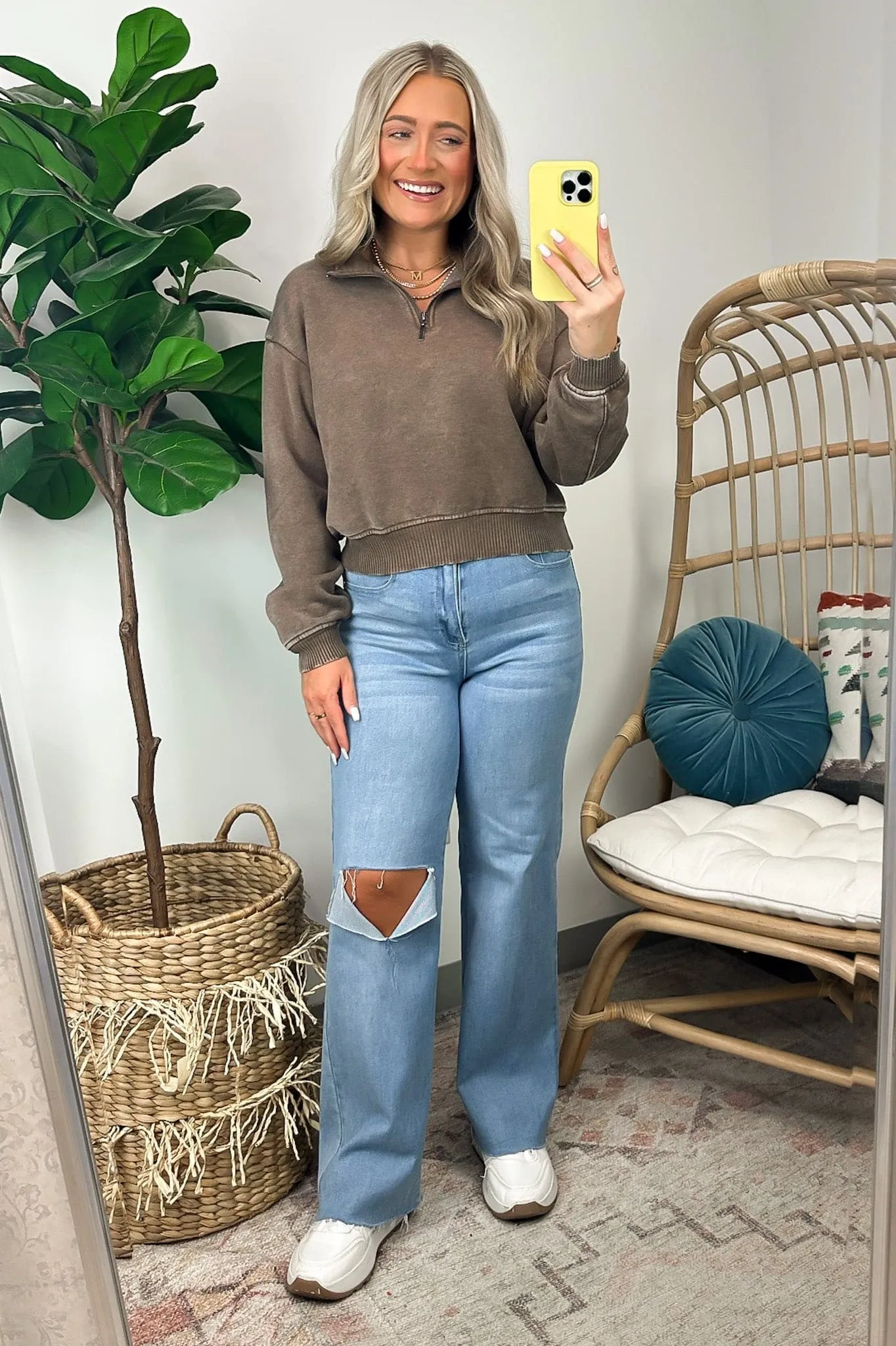 Celenia Acid Wash 1/4 Zip Pullover