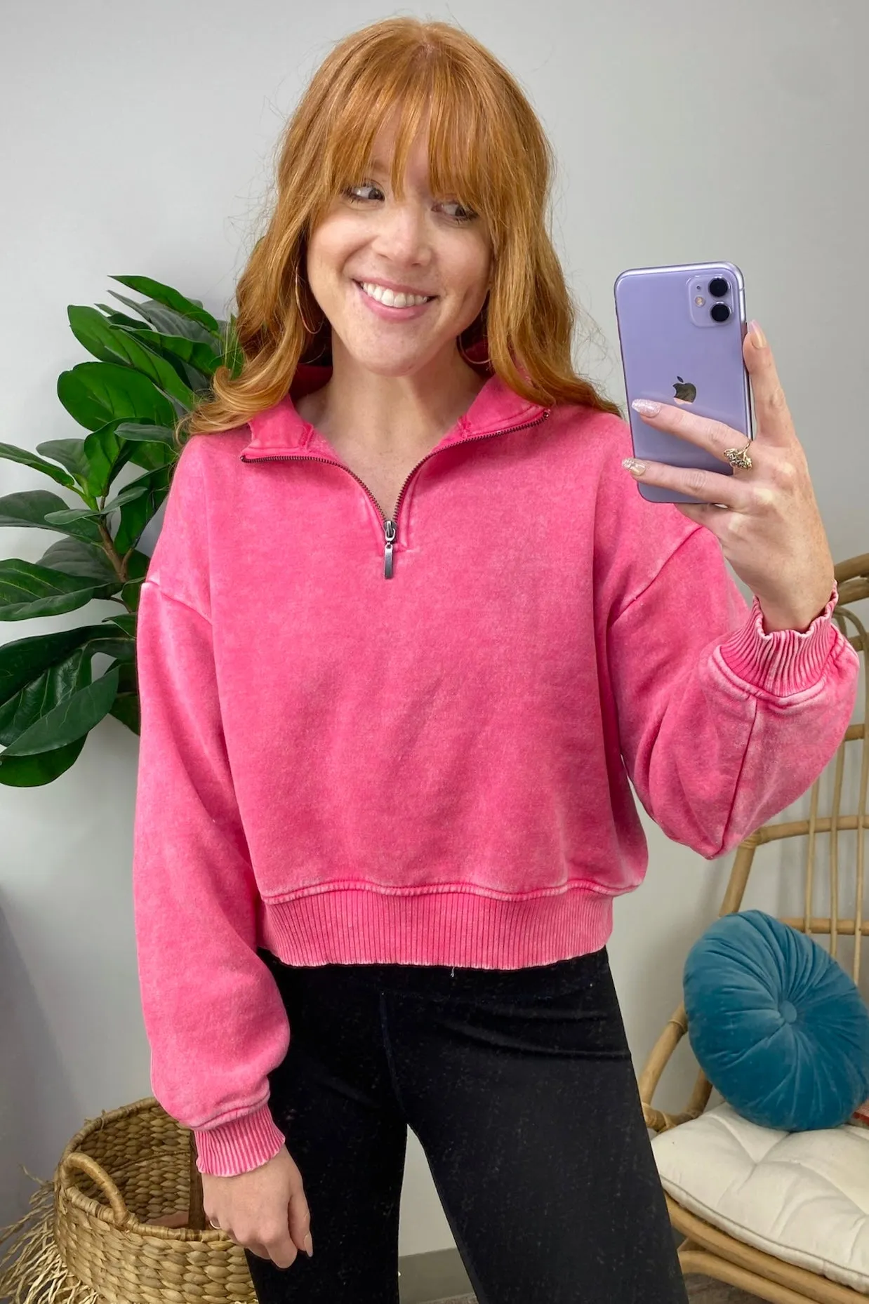 Celenia Acid Wash 1/4 Zip Pullover