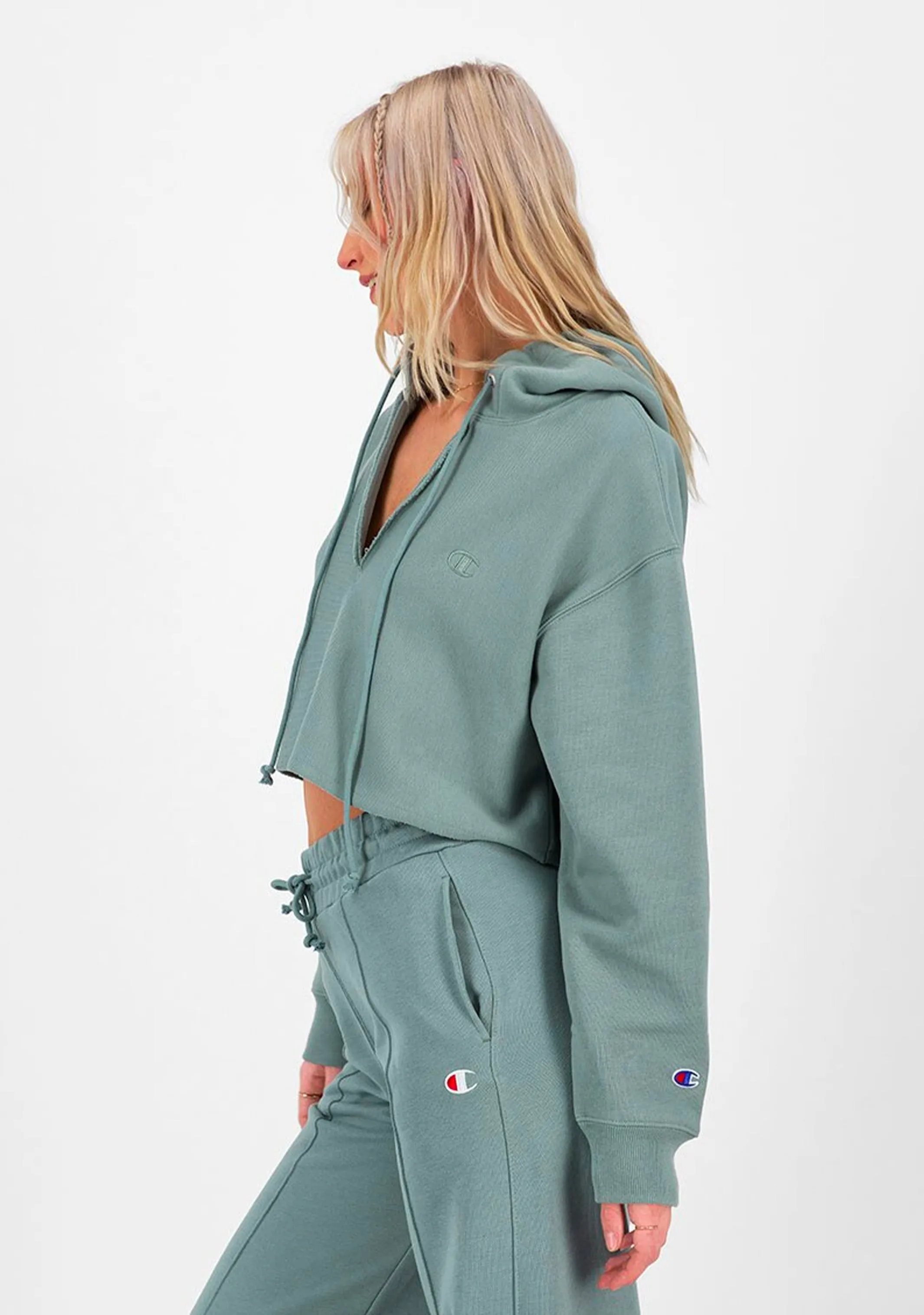 Champion Women's Reverse Weave Split Collar Crop Hoodie