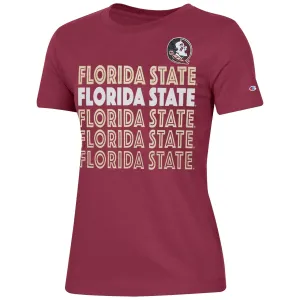 Champion Women's Seminole Logo/Repeat Florida State Design Short Sleeve T-shirt - Garnet