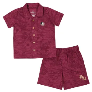 Colosseum Toddler Seminole Logo/Stacked FSU Hawaiian Print Camp Set - Garnet