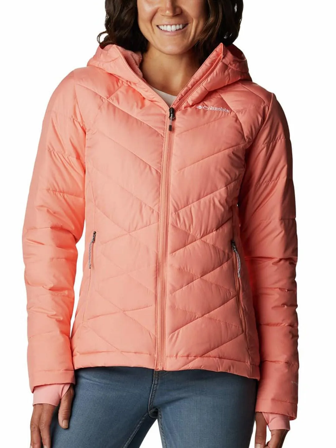 Columbia Women Orange Omni-Heat Reflective Heavenly Hooded Jacket