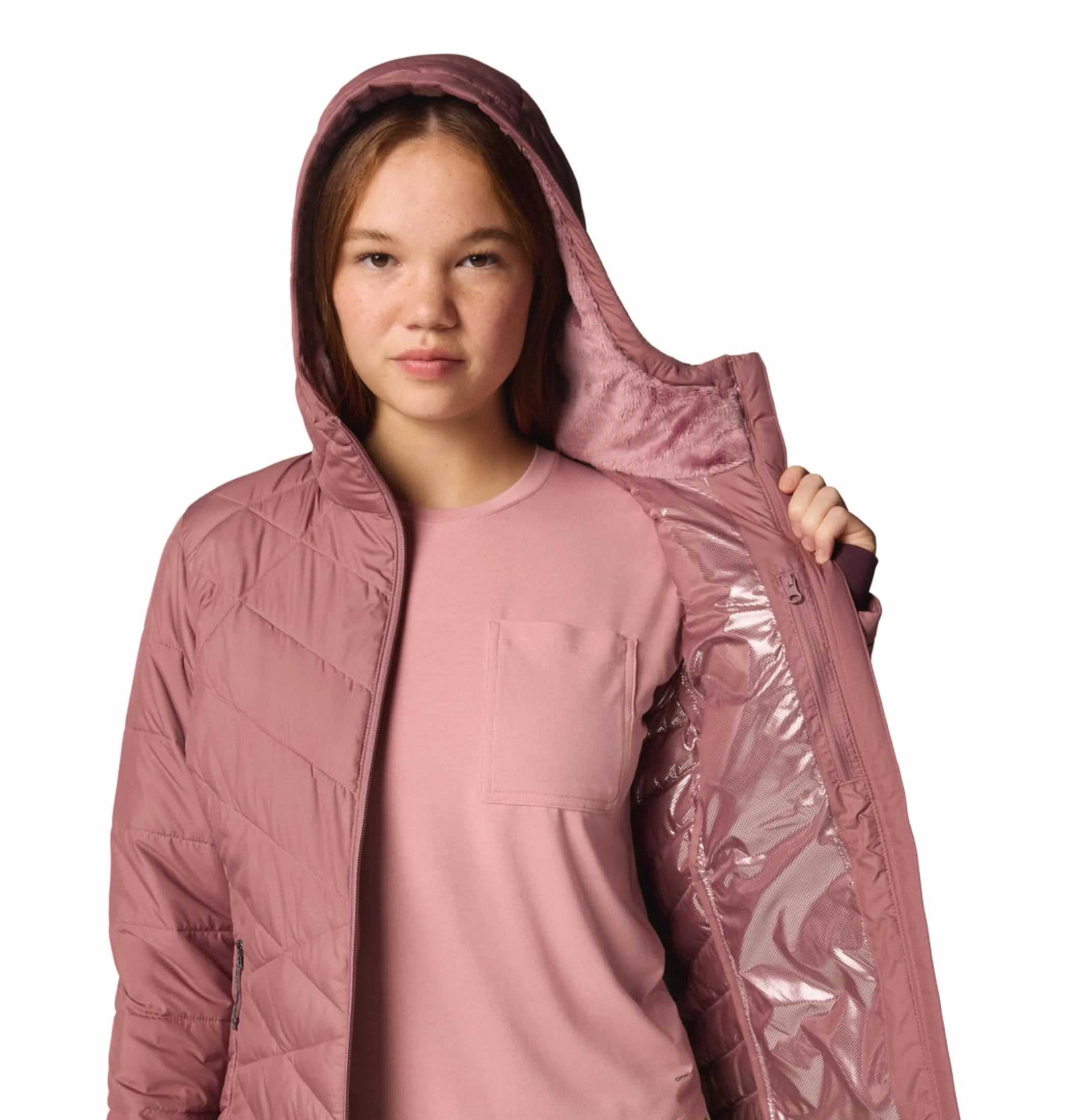 Columbia Women Red Omni-Heat Reflective Heavenly Hooded Jacket