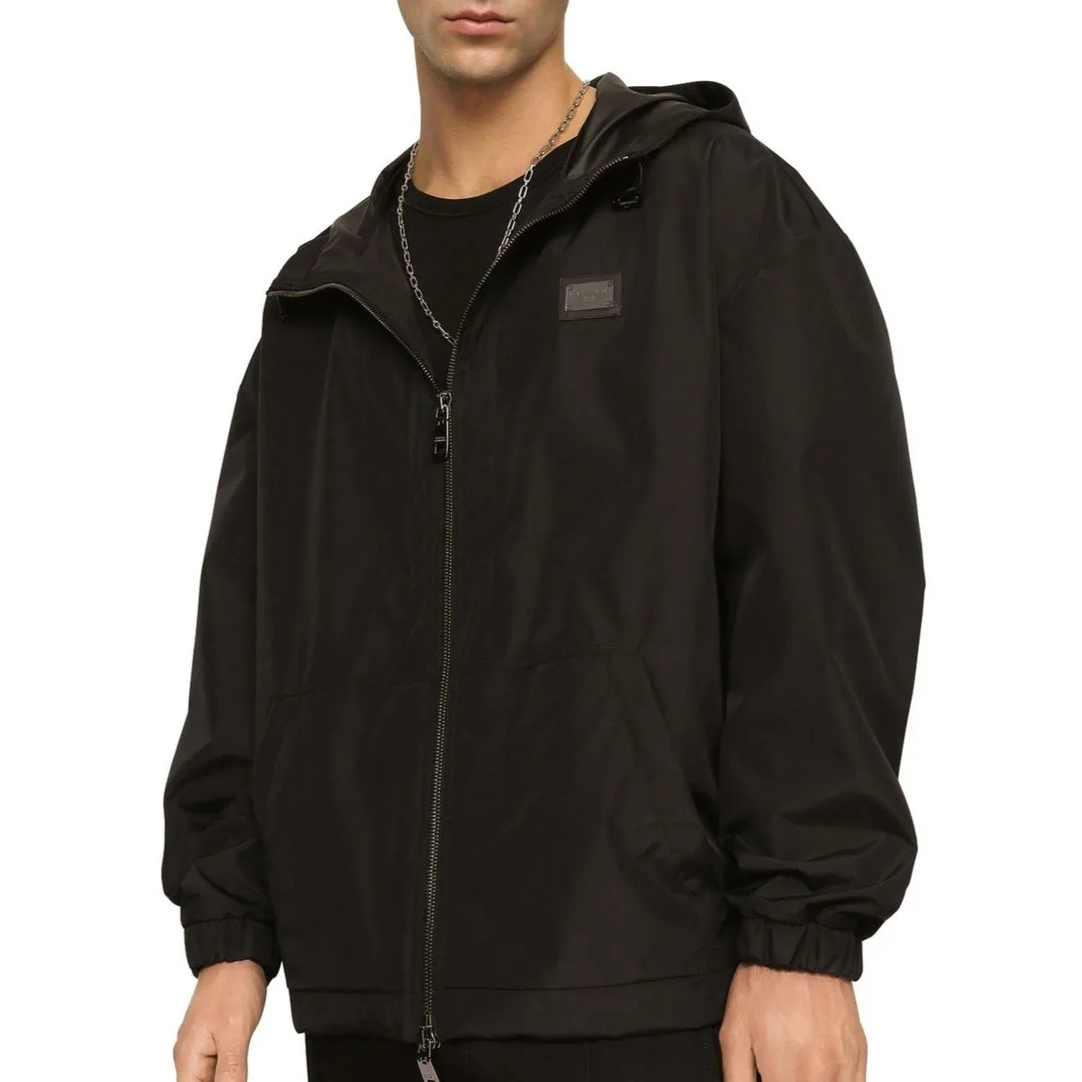 Dolce & Gabbana Black Plaque Windbreaker