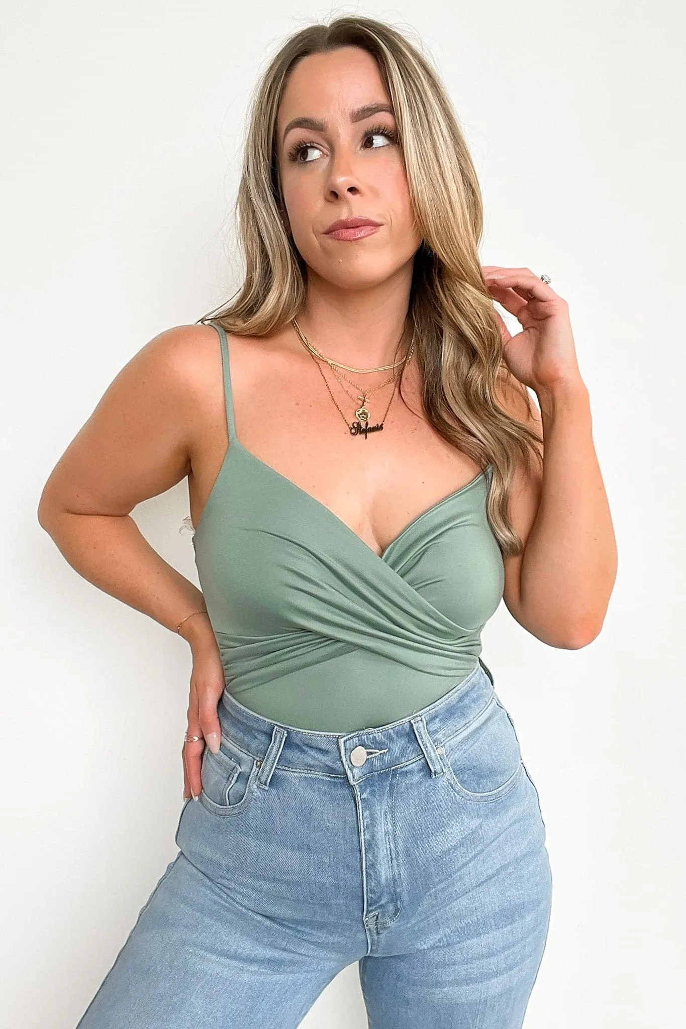 Elianna Surplice V-Neck Bodysuit - FINAL SALE