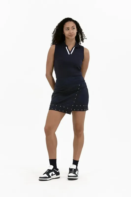 Foray Golf Studded Wrap Skort - Navy