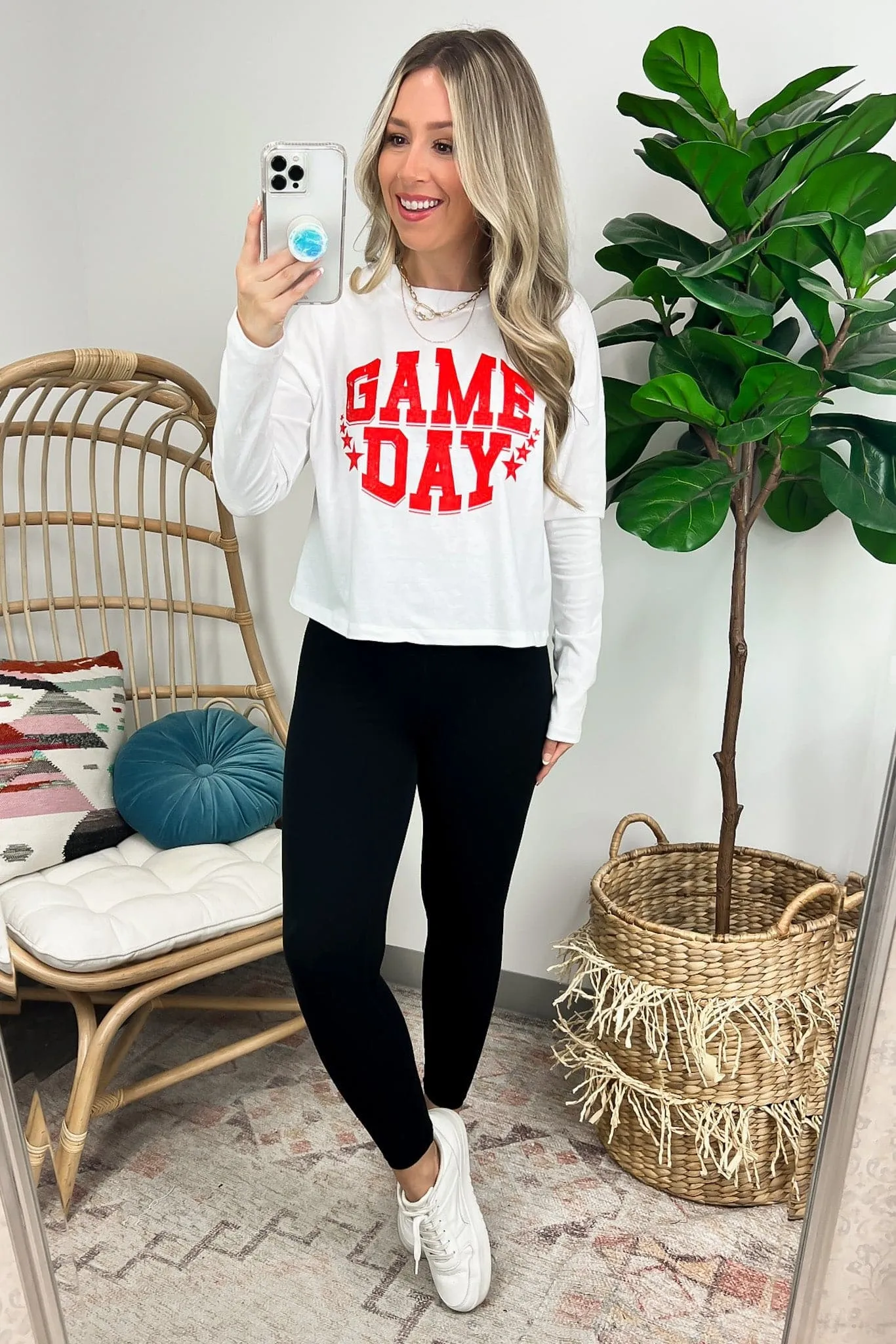 Game Day Graphic Cropped Long Sleeve Tee - FINAL SALE