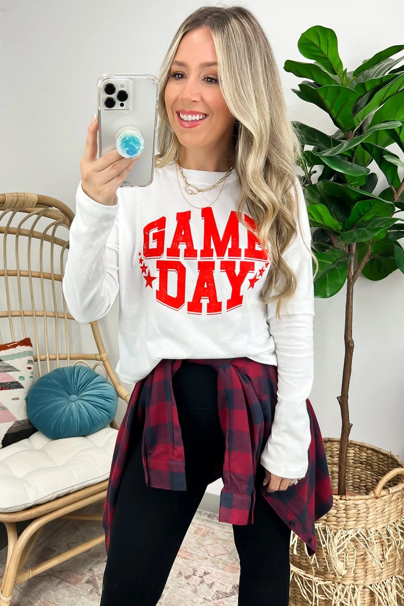 Game Day Graphic Cropped Long Sleeve Tee - FINAL SALE