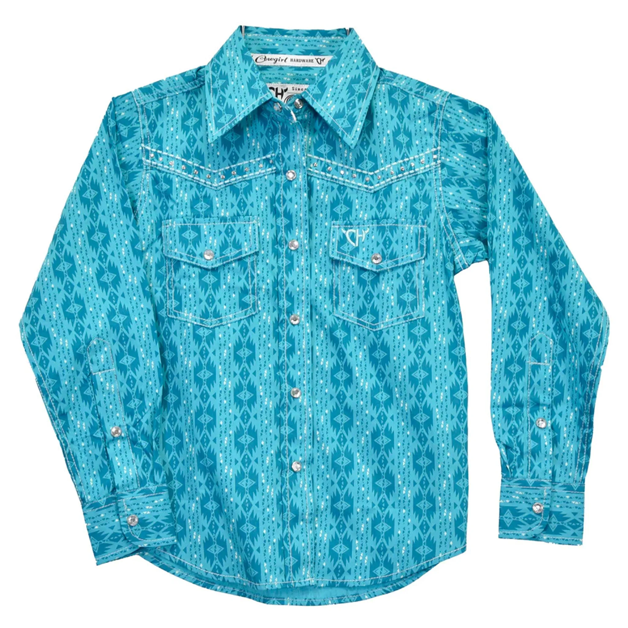 Girls Turquoise Tonal Aztec Shirt