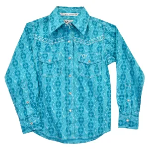 Girls Turquoise Tonal Aztec Shirt