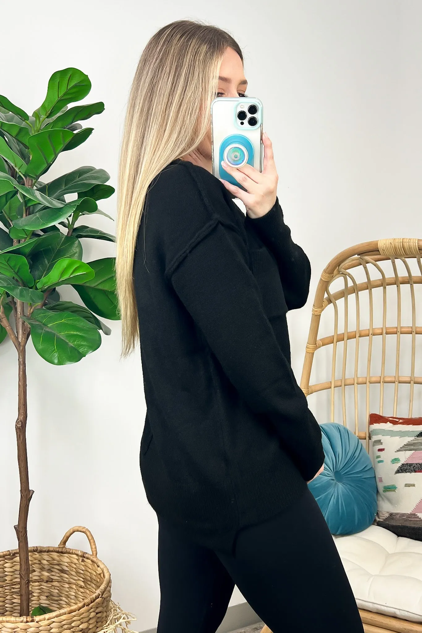 Impressive Essential Melange Knit Front Pocket Sweater - FINAL SALE