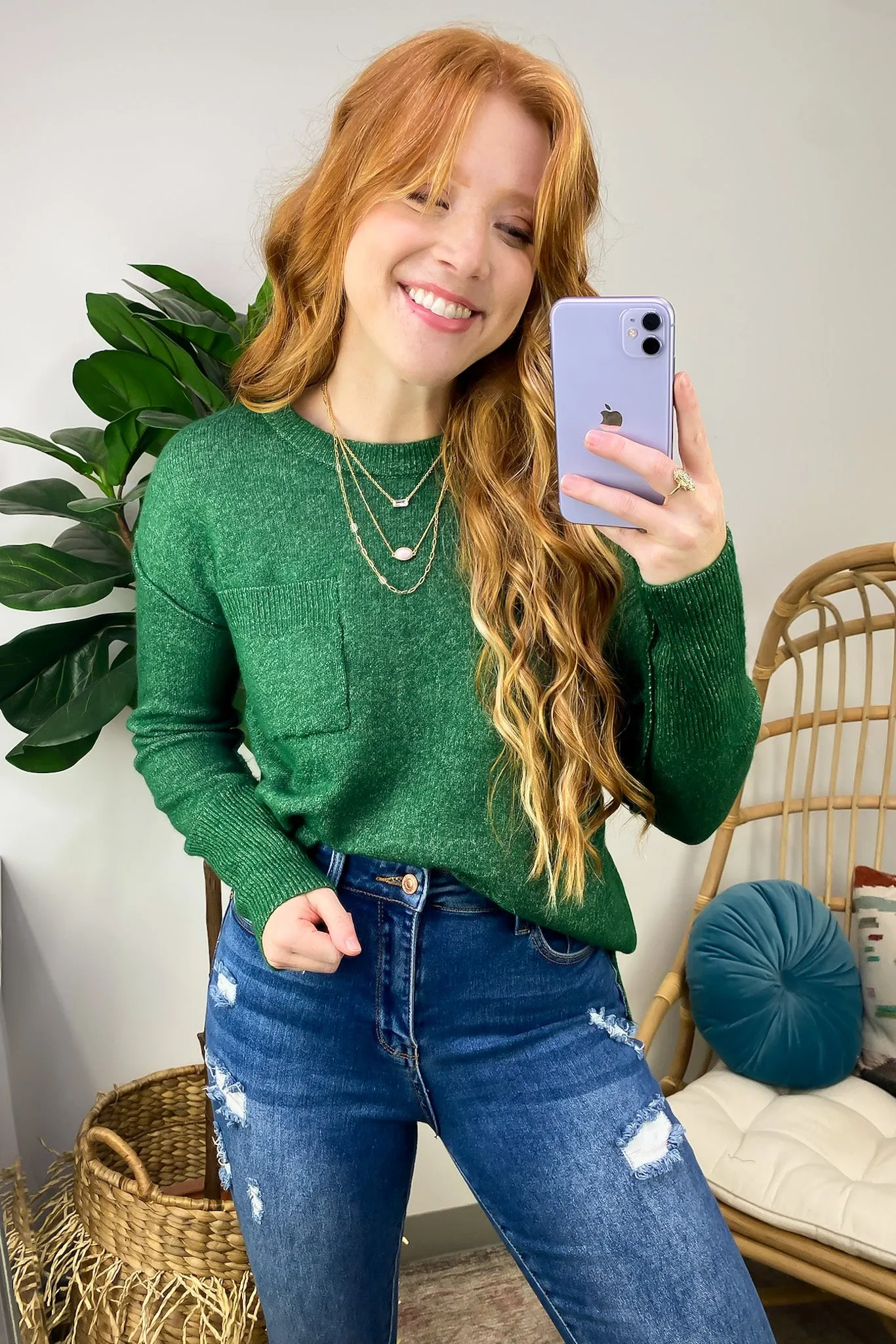 Impressive Essential Melange Knit Front Pocket Sweater - FINAL SALE