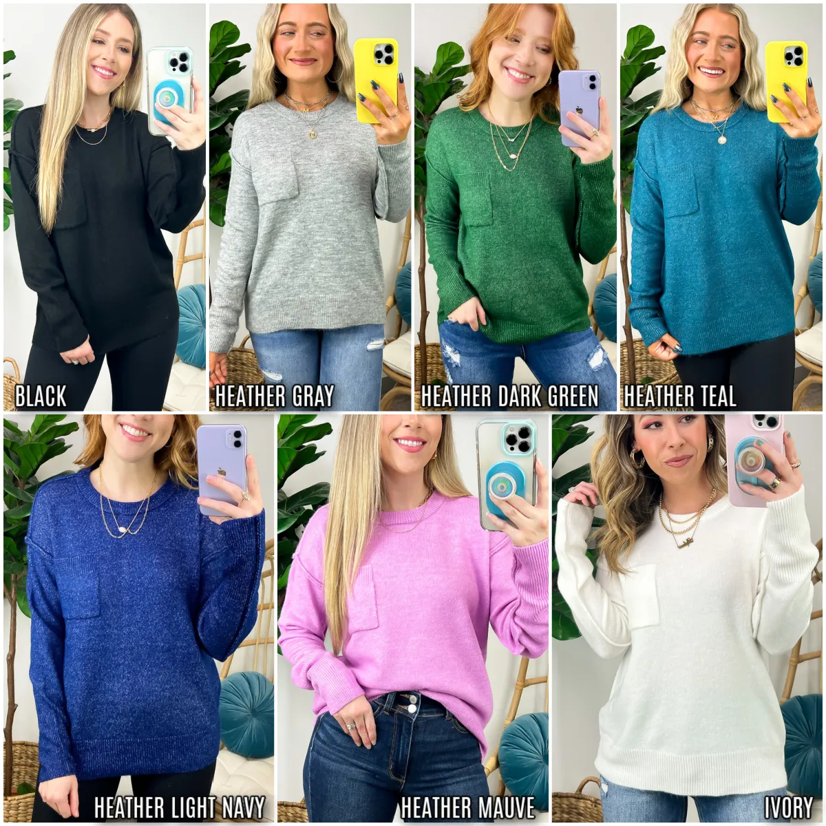 Impressive Essential Melange Knit Front Pocket Sweater - FINAL SALE