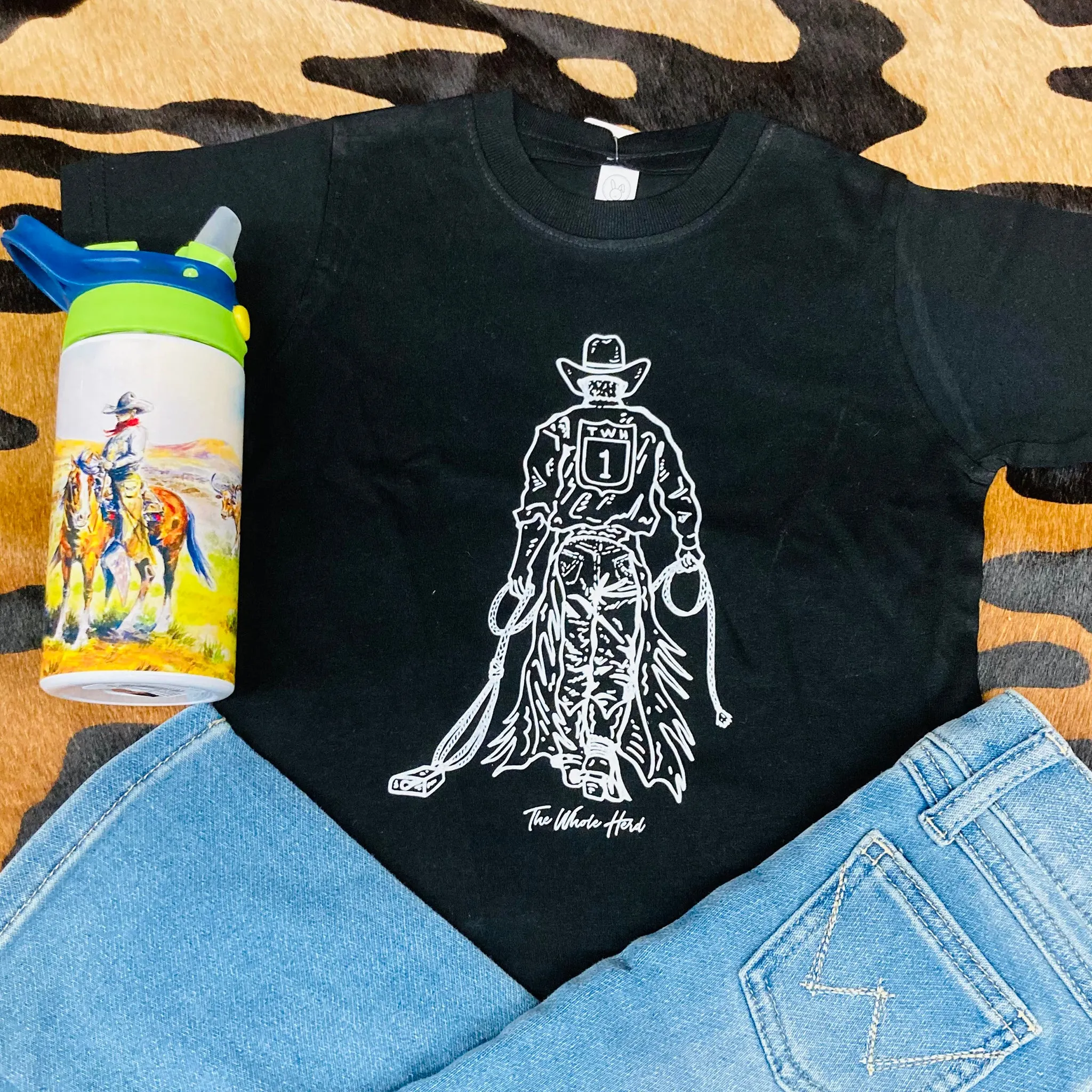 Kid's Bull Rider Black Out Tee