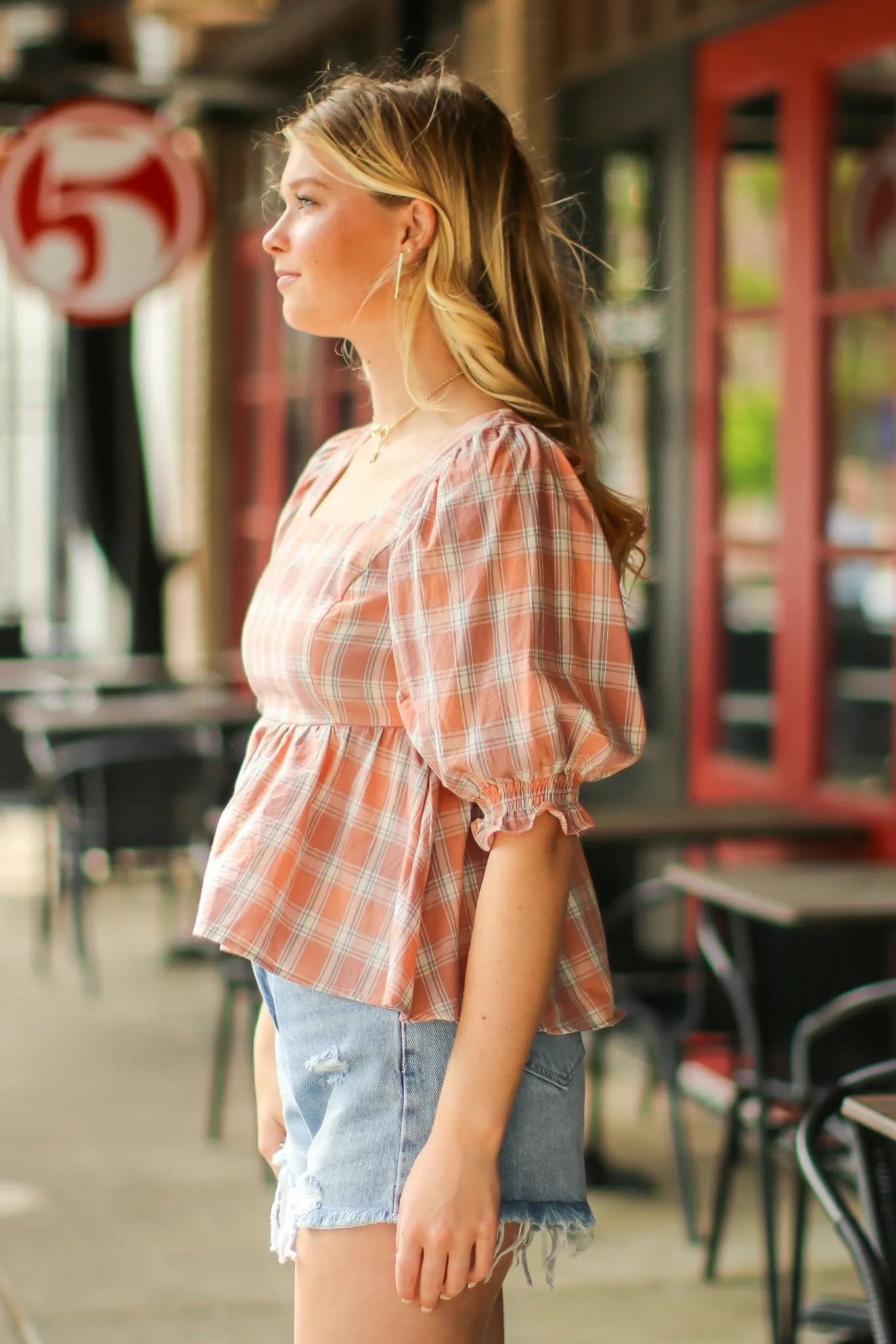 Kimron Peplum Plaid Top - FINAL SALE