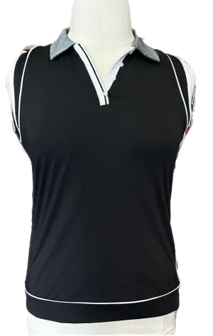 Lady Hagen Black & White Sleeveless Polo Size L