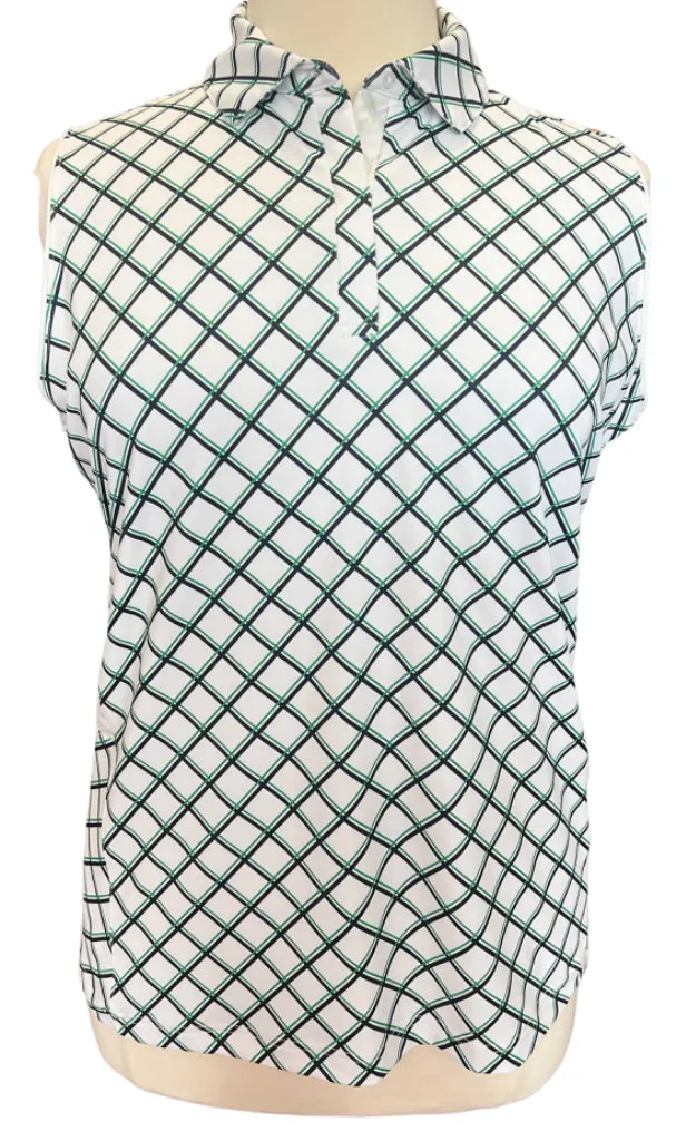 Lady Hagen Green and Navy Plaid Sleeveless Top Size XL