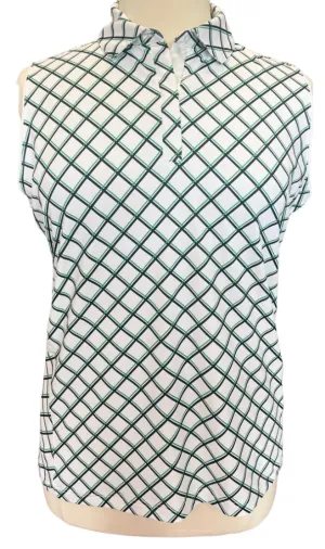 Lady Hagen Green and Navy Plaid Sleeveless Top Size XL
