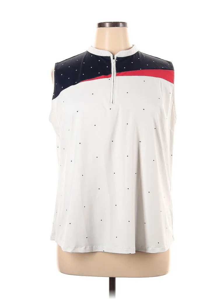 Lady Hagen White, Red & Blue Patriotic Sleeveless Golf Polo Size 1X