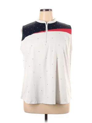 Lady Hagen White, Red & Blue Patriotic Sleeveless Golf Polo Size 1X