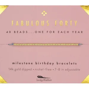 Lucky Feather Gold Bracelet Forty Milestone Birthday