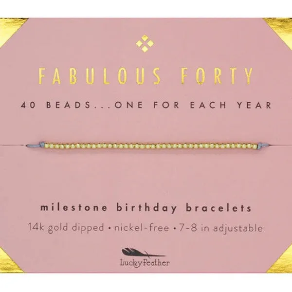 Lucky Feather Gold Bracelet Forty Milestone Birthday