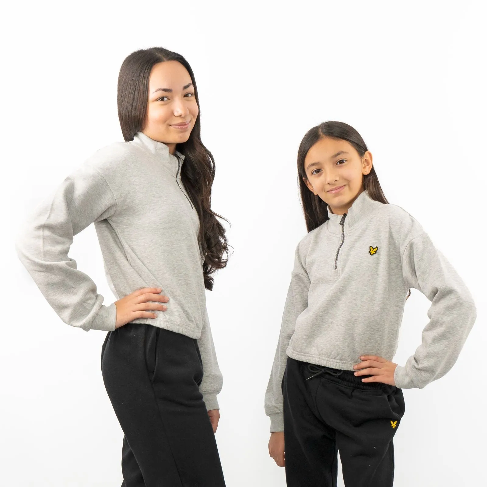 Lyle & Scott Girls Cropped Half Zip Funnel Neck Long Sleeve Sweatshirt