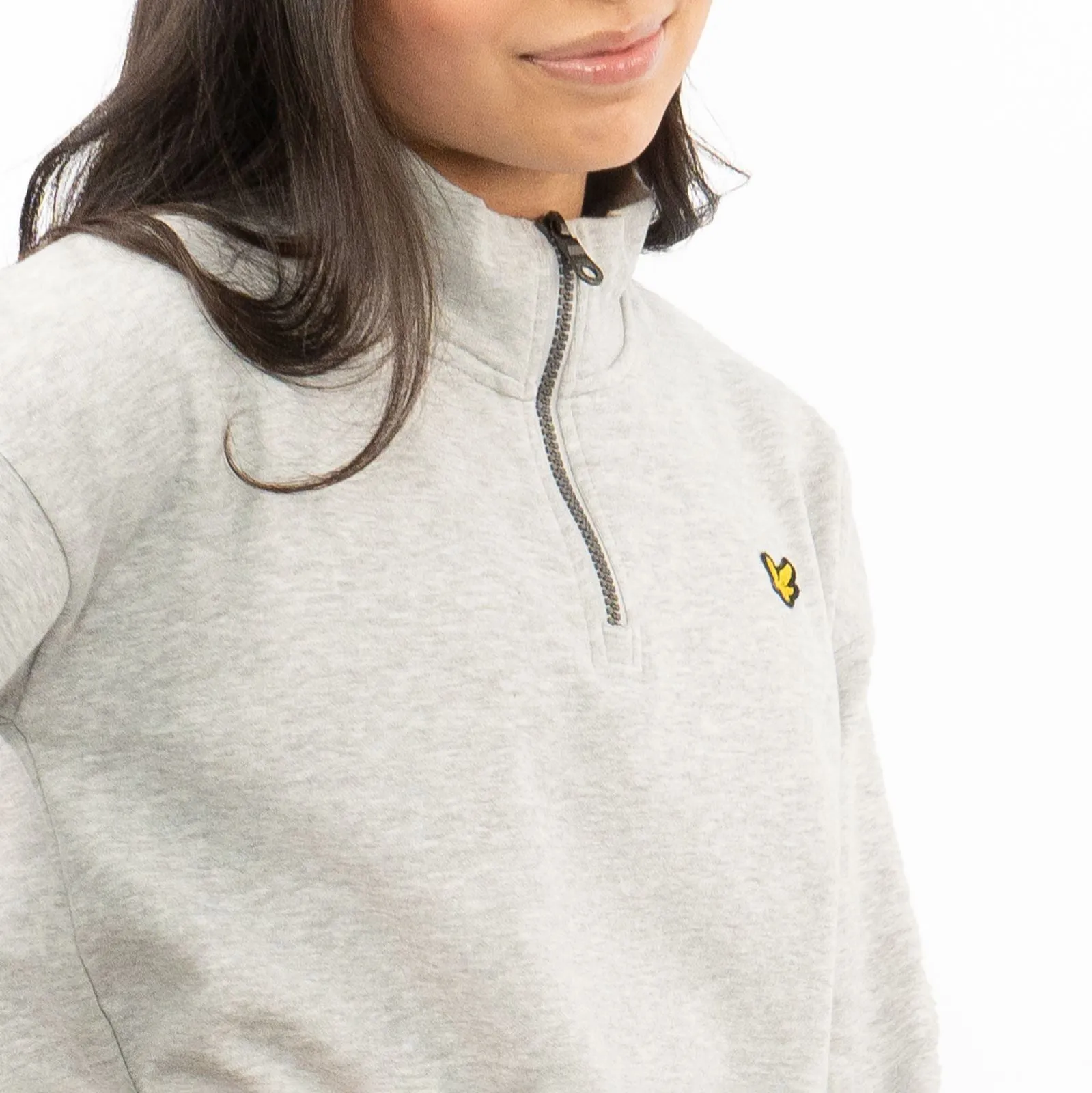 Lyle & Scott Girls Cropped Half Zip Funnel Neck Long Sleeve Sweatshirt