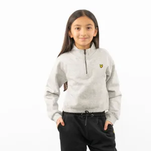 Lyle & Scott Girls Cropped Half Zip Funnel Neck Long Sleeve Sweatshirt