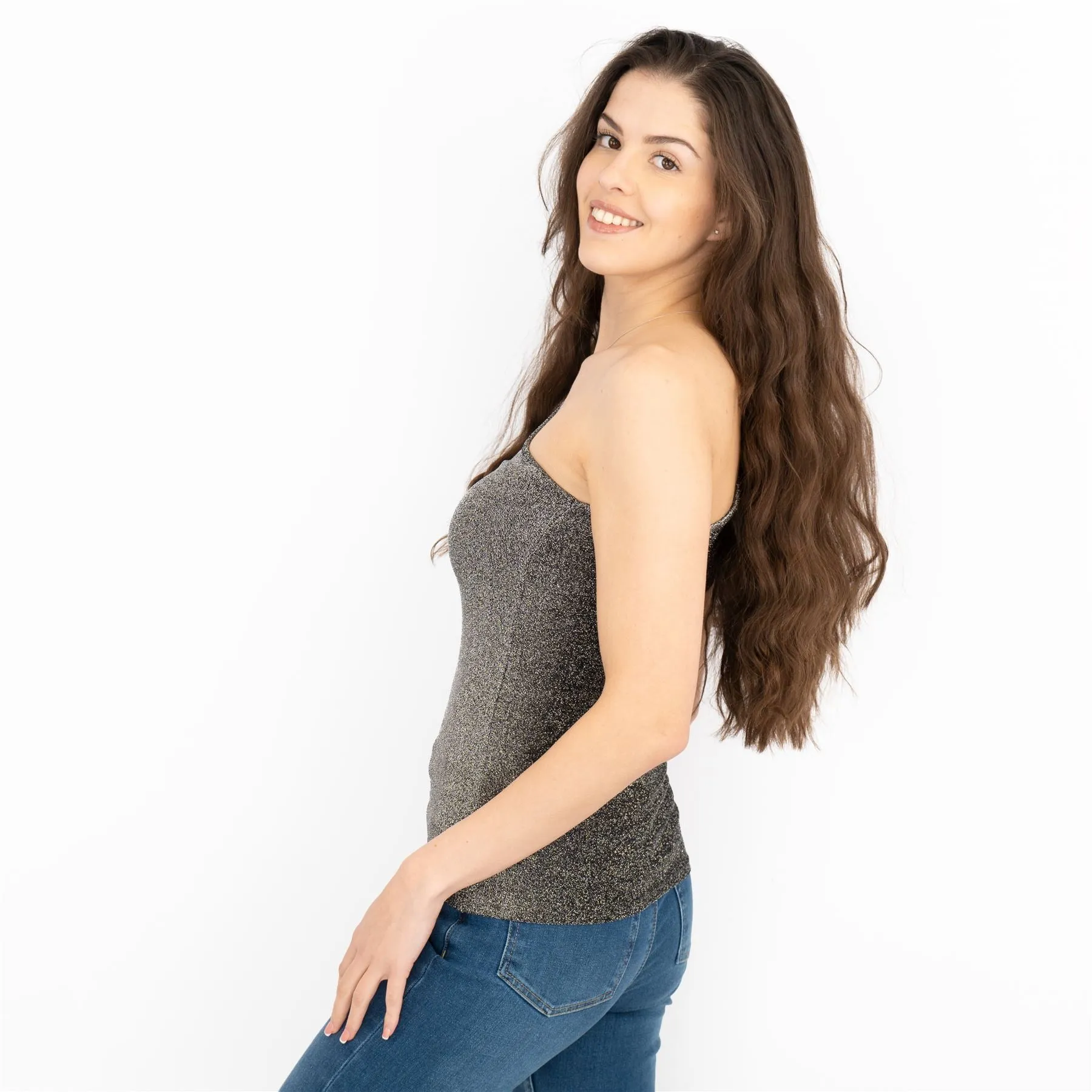 Nasty Gal Womens Silver Sparkle Top