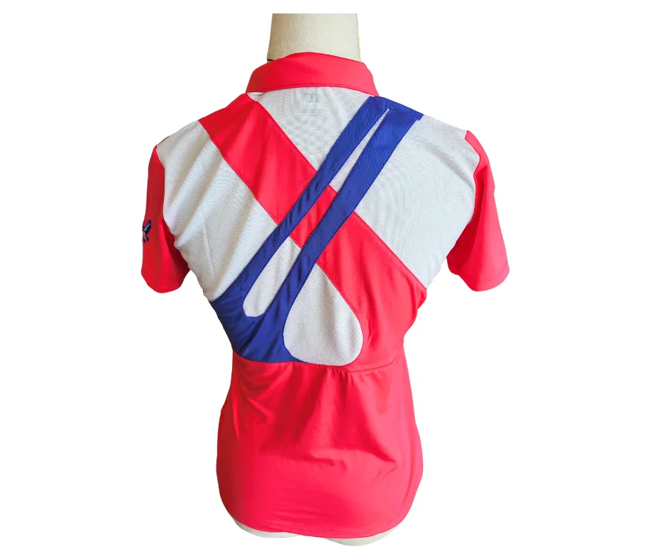 New EP New York Short Sleeve Zip Mock Polo w/ Contrast & Sleeve Logo -Summer Berry Size XS  MSP$73